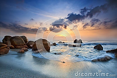 Sunrise view at seaside Kuantan Malaysia Stock Photo