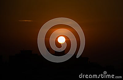 Sunrise view on the top of urban skyline Stock Photo