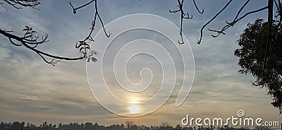 Sunrise, village, morning, sky, Banten, Indonesia Stock Photo