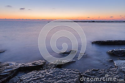 Sunrise on the wild beach of the Caspian Sea coast near Baku Stock Photo