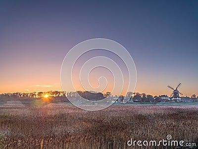 Sunrise Windmill Cley next the Sea Norfolk Stock Photo