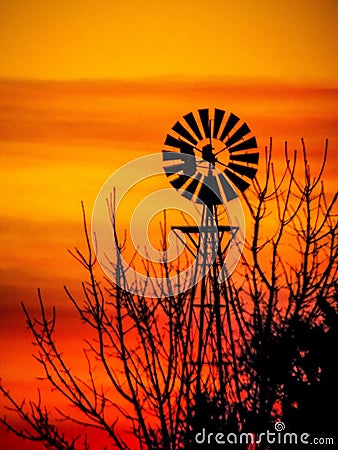 Sunrise Windmill Stock Photo