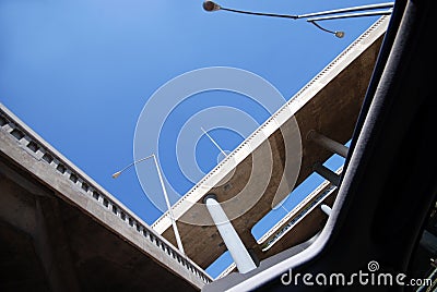 Sunroof and Overpass Stock Photo