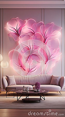 Suns Closeup Couch Room Wall Mural Giant Orchid Flower Led Light Stock Photo