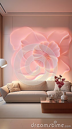 Suns wall flower living room couch: large translucent statues ex Stock Photo