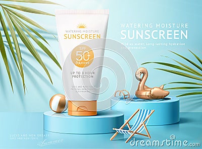 Sunscreen ad template Vector Illustration