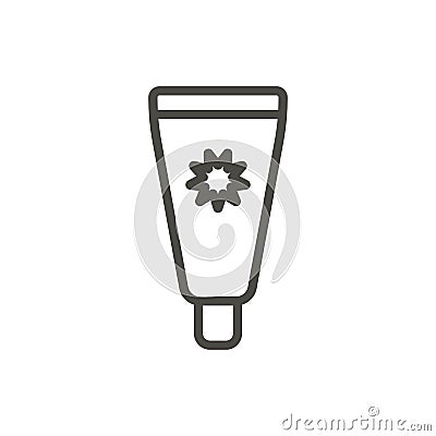 Sunscreen icon vector. Line sun cream symbol isolated. Trendy fl Vector Illustration