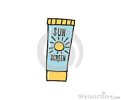 Sunscreen sketch. Vector doodle hand drawn illustration icon. Summer related object. Vector Illustration