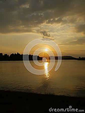 Sunset over a lake Stock Photo