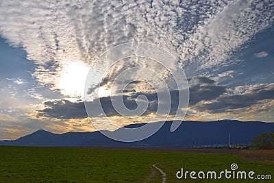 Sunset above Little Fatra, Turiec Region, Slovakia Stock Photo