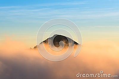 Sunset above the mountain and cloud at Mount Rinjani,. Stock Photo