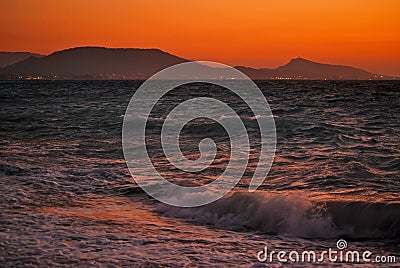 Sunset in the Aegean Sea Stock Photo