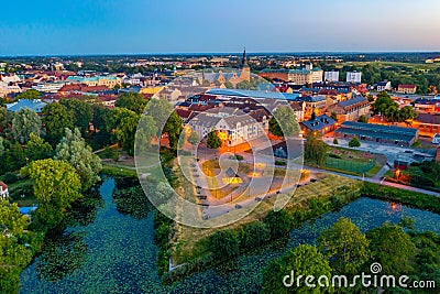 Sunset aerial view of Kristianstad bastion in Sweden Stock Photo