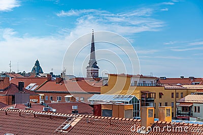 Sunset aerial view of Swedish town Vasteras Stock Photo