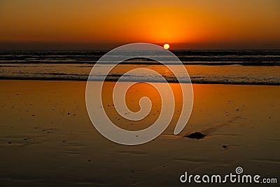 Sunset in Agadir, morocco. A sandy beach Stock Photo