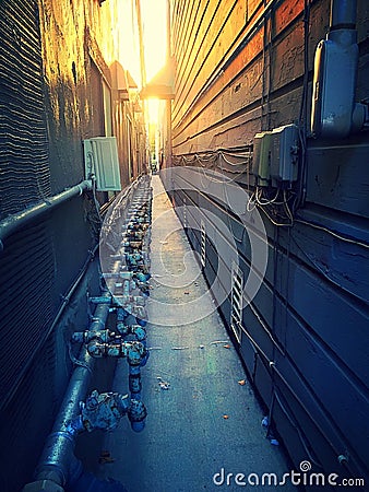 Sunset alley Stock Photo