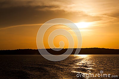 Sunset on Amazon river Stock Photo