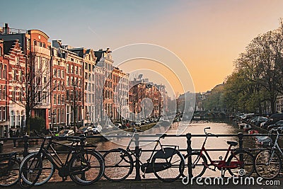 Sunset in Amsterdam Stock Photo