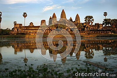 Sunset in Angkor Wat Stock Photo
