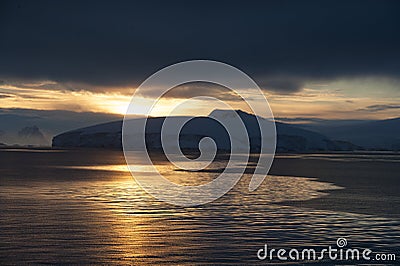 Sunset in Antarctica Stock Photo