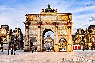 Sunset of Arc de Triomphe du Carrousel Editorial Stock Photo