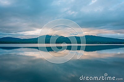 Sunset at Ashokan Reservoir, in the Catskill Mountains, New York Stock Photo