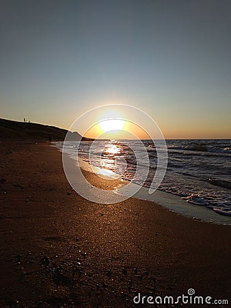 Sunset on the Azov Sea Stock Photo