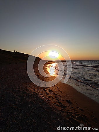 Sunset on the Azov Sea Stock Photo