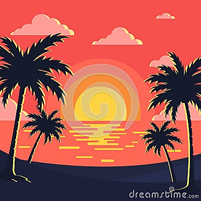 Sunset / beach background vector image Vector Illustration