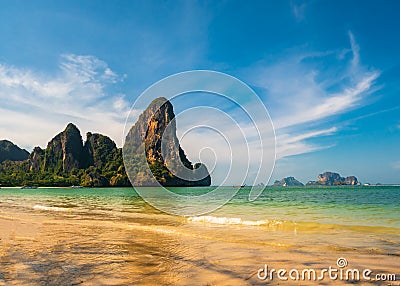 Sunset at the beach. The beauty of a tropical beach Thailand sunrise at the beach. beach sand Ao Nang, Krabi, Thailand Stock Photo