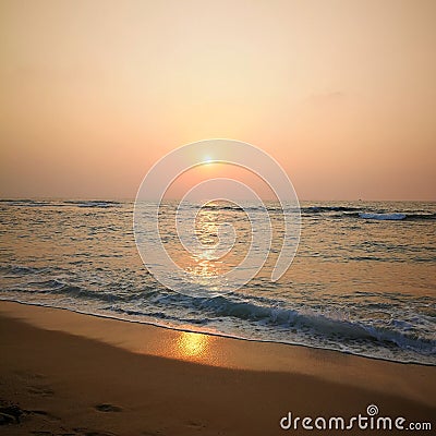 Sunset in Hikkaduwa Stock Photo