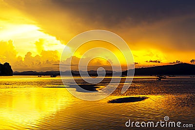 Sunset on beach idyllic with twiligh at Baan Koh Teab Stock Photo