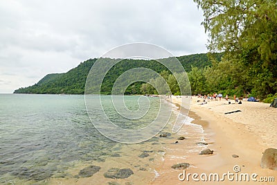 Sunset beach of Koh Rong Sanloem island, Cambodia Stock Photo