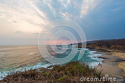 Sunset at the beach in Mahahual, Mexico Stock Photo