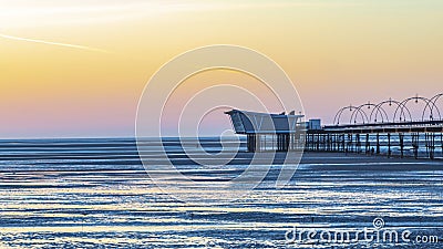 Sunset at the beach Southport Merseyside Stock Photo