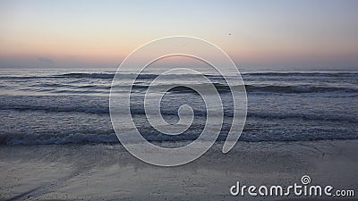 Sunset Beach, Sunrise on Seashore, Ocean at Sundown in Summer, Twilight Seascape Stock Photo