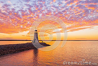 Sunset beautiful landscape of the Lake Hefner lighthouse Stock Photo