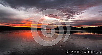 Sunset at Big Bear Lake, California. Stock Photo
