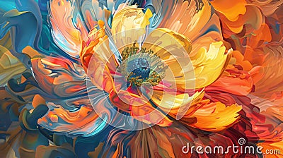 Sunset Bloom: A Burst of Colorful Magic Stock Photo