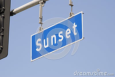 Sunset Blvd Street Sign Stock Photo