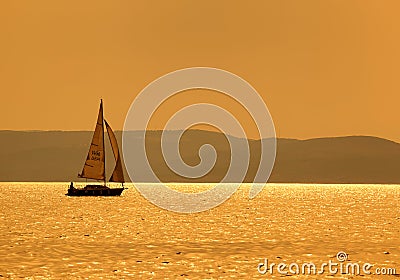 Sunset Boat Stock Photo