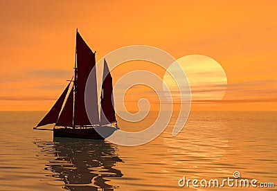 Sunset boat Stock Photo