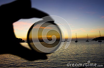 Sunset boats Stock Photo