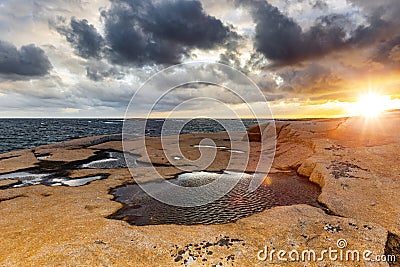 Sunset on the Bohuslan archipelago Stock Photo