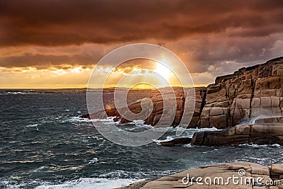 Sunset on the Bohuslan archipelago, Stock Photo