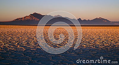 Sunset Bonneville Salt Flats Utah Silver Island Mountain Range Stock Photo