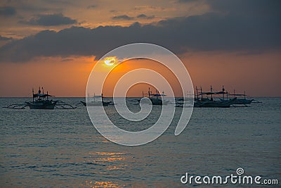 Sunset in Boracay Island, Philippines Editorial Stock Photo