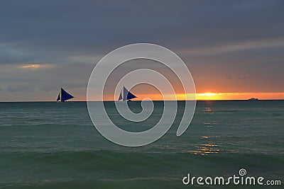 At sunset Boracay island. Editorial Stock Photo