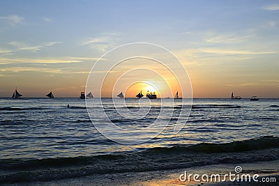 At sunset Boracay island. Editorial Stock Photo