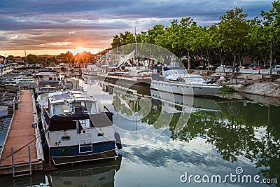 Sunset Canal du Rhone a Sete France Stock Photo